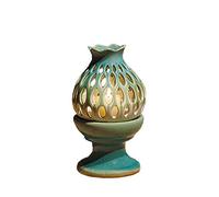 Home Table Candle Holder Retro Hollow Hurricane Candlestick Birthday Romantic Aroma Ceramic Candelabra (Color : A)