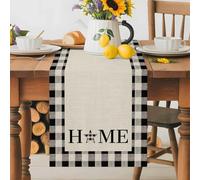 Home Text Buffalo Plaid Table Runner 70 Inches Long,Table Runners Kitchen Dining Tables Decoration for Home Party Decor, Retro Linen Black Checkered Tables Runner for Home Party Wedding Dresser Scarf