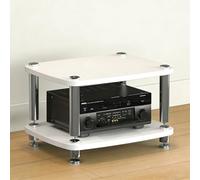 Home Theater Audio Rack Stand HiFi Vibration Damping Speaker Cabinet 2-Tier Console Shelf for Entertainment Video Game Equipment Home/Office/Theater (White)