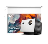 Home Theater Bundle: Valerion Plus2 4K Triple Laser Projector with 100" Motorized PureVision Screen - Laser Speckle Reduction
