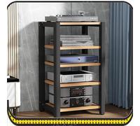 Home Theatre HiFi Amplifier Rack Movable Media Stand CD Player Stand 2/3/4/5 Tier Floor-Standing Audio Tower Stereo Cabinet(Light Walnut,3 Tier)