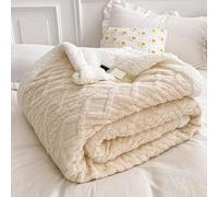Home Thick Bed Blanket Double Sided Lamb Cashmere Fleece Plaid Blankets Winter Warm Throw Sofa Cover Newborn Wrap Kids Bedspread