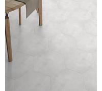 Home Tile Stickers Hexagonal Ivory White Peel and Stick Floor Tiles PVC Self Adhesive Stick on Bathroom Tiles Heat Resistant Wall Home Tile Stickers Kitchen Stick on Tiles Sticker