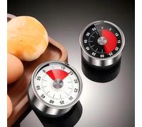 Home Timer Student Learning Office Countdown Timer Mechanical Stainless Steel Kitchen Timing Tool Reminder Magnetic 60 Minute Mechanical Wind Up Timer Manual with Loud Alarm, 1 PCS