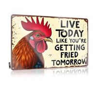 Home Tin Sign Live Today Like You'Re Getting Fried Tomorrow Tin Sign Funny Kitchen Decor Funny Sign Decor(30X40CM)