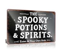 Home Tin Sign The Spooky Potions & Spirits Enter At Your Own Risk Tin Sign Funny Kitchen Decor Funny Sign Decor(30X40CM)