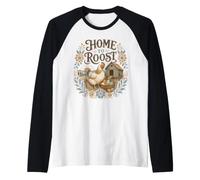 Home to Roost Chicken Farmhouse Country Design Raglan Baseball Tee