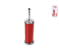 Home Toilet brush holder, Metal, Red/Steel, 12x12x30cm
