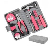 Home Tool Kit 24PCs - Pink Home DIY Repair Tool Kit Set, with Storage Toolbox, Small Tool Kits for Home, with Starter Basic Hand Tools for Home & Office, Ladies Tool Box for Home (Pink)