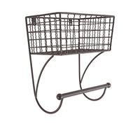 Home Traditions Z02227 Rustic Metal Wall Mount Shelf with Towel Bar, Small