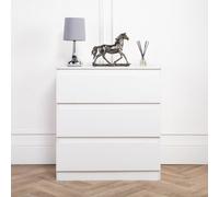 Home Treats 3 Drawer Side Table White Chest Of Wooden Drawers