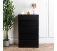 Home Treats 5 Chest Of Drawer Black Deep Chest Of Wooden Drawers