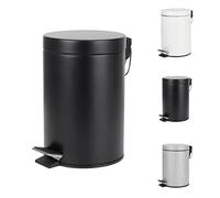 Home Treats Bathroom Bin 3L- Small Pedal bin for Bathroom Bin With Lid, Soft Close Hinge, Toilet, Restroom Stainless Steel Rubbish Waste Bin with Removable Inner Bucket Silver White Black (Black)