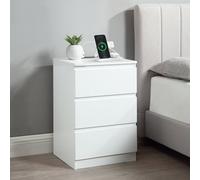Home Treats Bedside Table 3 Drawer Nightstand Set Of 2 Tables With 2 Uk Plugs Usb A And Usb C Chest Of Drawers 2M Cable
