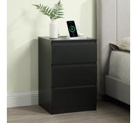 Home Treats Bedside Table 3 Drawer Nightstand Table With 2 Uk Plugs Usb A And Usb C Chest Of Drawers 2M Cable