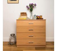 Home Treats Beech Chest Of 4 Drawers Anti Bowing Support 75 X 72 X 36 Cm