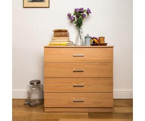 Home Treats Beech Chest Of 4 Drawers Anti Bowing Support 75 X 72 X 36 Cm