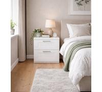 Home Treats Beside Table White Wooden 2 Drawer Side Table Oslo Range Under Desk Drawers Bedside Table
