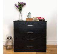 Home Treats Black Chest Of 4 Drawers Anti Bowing Support 75 X 72 X 36 Cm