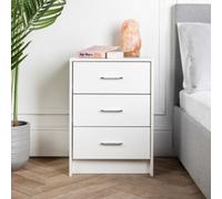 Home Treats Chest Of 3 Drawers White Bedside Table Metal Handles And Runner