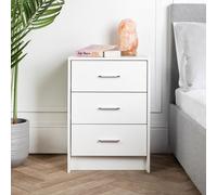 Home Treats Chest of 3 Drawers | White Bedside Table | Metal Handles and Runner | Modern Strong Sturdy Design | Easy Assemble | Anti Bowing Drawers | Lots of Storage