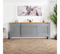 Home Treats Designer Grey Wooden Mdf Adjustable Radiator Cover