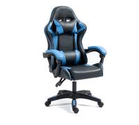 Home Treats Gaming Chair Blue Recliner With Adjustable Height Lumbar Support Padded Cushion Racing Bucket Seat
