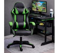 Home Treats Gaming Chair Green Recliner With Adjustable Height Lumbar Support Padded Cushion Racing Bucket Seat