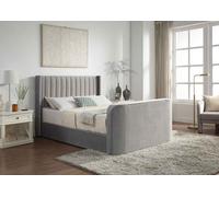 Home Treats Grey Velvet Ottoman Tv Bed With Storage And Pocket Sprung Mattress