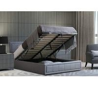 Home Treats King Size Grey Ottoman Storage Bed Frame Gas Lifting With Deluxe Sprung King Size Mattress