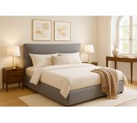 Home Treats King Size Grey Upholstered Ottoman Storage Bed Frame Pillow Padded Headboard Design