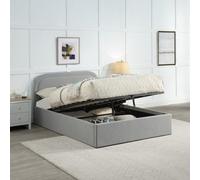 Home Treats King Size Ottoman Bed Grey Curved Upholstered Storage Bed Frame - No Mattress