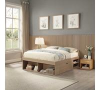 Home Treats King Size Platform Bed With 4 X 120Cm Oak Acoustic Wall Panel