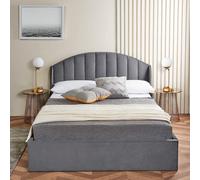 Home Treats Ottoman Bed Frame Double Velvet Winged Headboard With Pocket Sprung & Memory Foam Mattress