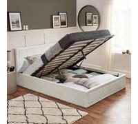 Home Treats Ottoman Bed With Mattress Small Double White Boucle Storage Bed - Pocket Sprung Mattress