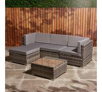 Home Treats Rattan Sofa & Table Set Corner Garden Furniture 4 Seater Adjustable