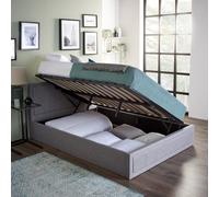 Home Treats Side Lifting Ottoman Bed Frame Grey Upholstered Single Bed