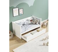 Home Treats Single Day Bed With Hybrid Mattress For Kids White Wooden Childrens Bed With Drawer