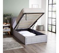 Home Treats Single Grey Ottoman Storage Bed Frame Gas Lifting