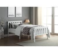 Home Treats Single White Wooden Bed Frame 3Ft Slatted Bed For Adults Children Teenagers