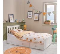 Home Treats Single Wooden Bed With 3 Storage Drawers Pine White - Pocket Sprung Mattress