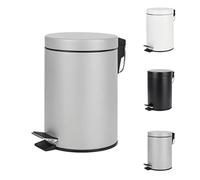 Home Treats Small Pedal Bin for Bathroom - 3L Stainless Steel Waste Bin With Lid, Soft Close Hinge, Removable Inner Bucket (Silver)