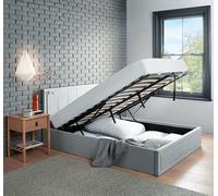 Home Treats Upholstered Grey Brushed Velvet Small Double Ottoman Lift Up Storage Bed Frame