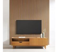 Home Treats Wall Panel Wood Slat | Decorative Wooden Panelling 3D Slatted Acoustic Sound Absorbing Ceiling or Wall Slats (Oak, 240 x 60cm (3 Pack))