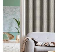Home Treats Wall Panel Wood Slat | Decorative Wooden Panelling 3D Slatted Acoustic Sound Absorbing Ceiling or Wall Slats (Light Grey, 120 x 60cm (2 Pack))