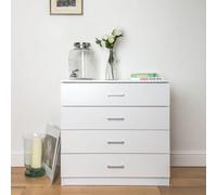 Home Treats White Chest Of 4 Drawers Anti Bowing Support 75 X 72 X 36 Cm