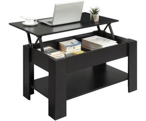 Home Treats Wooden Coffee Table Black Lifting Space Saving Storage Compartment