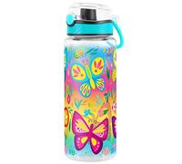 Home Tune Cute Water Bottle, BPA FREE Tritan, Leak Proof, Easy Clean, Carry Handle, 680ml - Butterfly