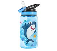 Home Tune Cute Water Bottle for Girls Boys, Unique Design, Leak Proof, Straw Lid, Easy Clean, BPA Free, 450ml - Shark