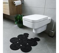 Home Turko Boho Jute Bath Mat | Handmade Washable Toilet Rug | Modern Bathroom Rug | Double Sided Woven Boho Bathroom Decor (Black)